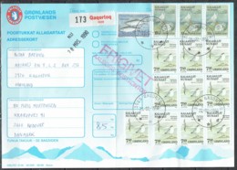 Czeslaw Slania. Greenland 1990. Parcel Card For Parcel Sent From Qaqortoq To Kastrup, Denmark. - Pacchi Postali