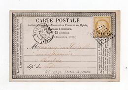 !!! CARTE PRECURSEUR CERES DE 1875, GC 3264 SAINS DU NORD - Cartes Précurseurs