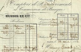 33  Facture De HUSSON Et Cie - BORDEAUX  En 1843 Comptoir De Recouvrements Et Commission De Banque Envoyée à GRANVILLE - Bordeaux