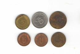 ANTIQUE LOT 6 COIN PIECE MONNAIE GERMANY DEUTSCHLAND 1, 5, 10, 50 PFENNING 1950-87 (7 - 50 Pfennig