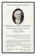 ANGELE CLOLOGE DECEDEE EN 1954 A 77 ANS - AVIS DE DECES SANS VERSO - Décès