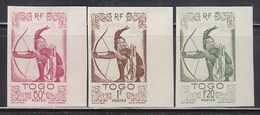 Togo (1947) Hunter With Bow. Set Of 3 Imperforates.  Scott Nos 312-4, Yvert Nos 239-41. - Togo (1960-...)