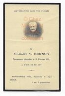 MADAME V BERNOS DECEDEE EN 1931 A 82 ANS - AVIS DE DECES - Todesanzeige