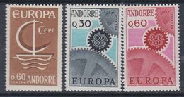Andorre Français N° 178  / 80 XX  Europa 1966 + 1967, Les 3 Valeurs  Sans Charnière, TB - Années Complètes