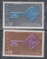 Andorre Français N° 188 / 89 XX  EUROPA 1968, Les 2 Valeurs  Sans Charnière, TB - Années Complètes