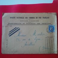 LETTRE SOCIETE NATIONALE DES CHEMINS DE FER FRANCAIS AVALLON 1941 SURCHARGE 1 F - Briefe U. Dokumente