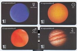 Spain Espanitel, 4 Prepaid Phone Cards, 1 Minute, Limited Edition 250 Ex, Expired, # Planetas - Espace