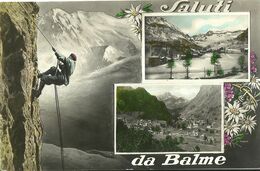 9110 " SALUTI DA BALME "2 VEDUTE-SCALATORE -CART. POST. ORIG. SPED. 1943 - Souvenir De...