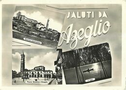 9130 "SALUTI DA AZEGLIO " 3 VEDUTE- CART. POST.  ORIG. SPED.1957 - Souvenir De...