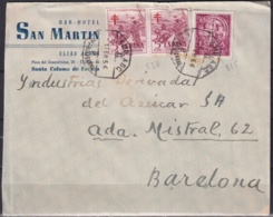 F-EX18899 ESPAÑA SPAIN 1954 SOBRE HOTEL SAN MARTIN SANTA COLOMA AMBULANTE FERROCARRIL RAILROAD. - Cartas & Documentos