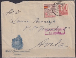 F-EX18906 ESPAÑA SPAIN 1937 SOBRE HOTEL FERROCARRILANA CORUÑA CENSORSHIP CENSURA MILITAR. - Covers & Documents