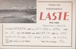 1956. NORGE. Radio-card GREETINGS FROM NORTH NORWAY FAGERNES - NARVIK. () - JF365648 - Altri & Non Classificati