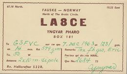 1963. NORGE. Radio-card FAUSKE - NORWAY NORTH OF THE ARCTIC CIRCLE. () - JF365651 - Altri & Non Classificati