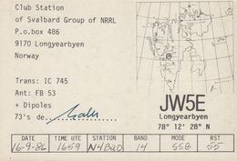 1986. SVALBARD. Radio-card. CLUB STATION SVALBARD. LONGYEARBYEN. MAP. () - JF365675 - Andere & Zonder Classificatie