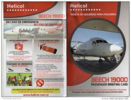 Lote TSA45, Colombia, Helicol, Beech 1900D, Tarjeta De Seguridad, Safety Card - Fichas De Seguridad