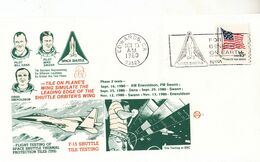 1980 USA  Space Shuttle Tile On Plane's Wing Simulate The Leading Edge Of The Shuttle Orbiter's Wing Commemorative Cover - América Del Norte