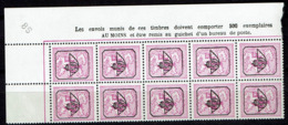 PRE 796  **  Bloc 10  Cdf  Insc. Marginales Fr. - Typos 1967-85 (Löwe Und Banderole)