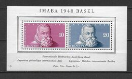 SUISSE - 1948 - BLOC YVERT N° 13 * MH - COTE = 65 EUR - Blocs & Feuillets