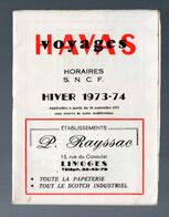 Limoges (87 Haute Vienne) Horaires SNCF  Hiver 1973-74 (PPP23811) - Europe