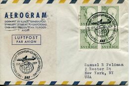 Sverige 1954 Aerogram SAS First Flight Stokholm Los Angeles Via Greenland - Lot. 503 - Plaatfouten En Curiosa