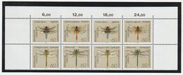 Bund 1991 Michel Nr.n 1546-49 Je 2x ** MNH Als 8er-Einheit Eckrand Oberrand, Libellen, Bogenteil - Unused Stamps