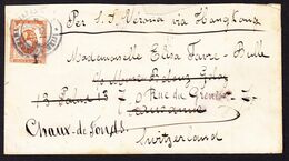 1894 Kleiner Brief Oben Mitte Kleines Stück Eingesetzt, Aus Yokohama Nach Lausanne, Weitergeleitet Nach Chaux-de-Fonds. - Briefe U. Dokumente