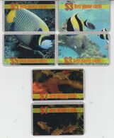 USA RED SEA FISH CORAL 3 PUZZLES OF 6 PHONE CARDS - Peces