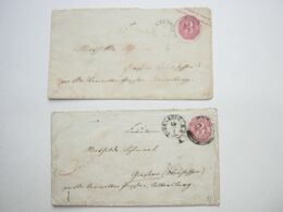 JUGENHEIM I. RHH , Seltener Ringstempel Auf 2 Ganzsachen Nach Giessen - Cartas & Documentos