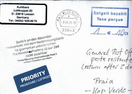 ! 2020 Germany Cover (7.8.) Kap, Cabo Verde Islands, Interruption Postal Service COVID-19, Antwortschein, Reply Coupon - Cap Vert
