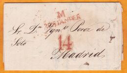 1829 - Lettre Pliée Avec Correspondance De 2 Pages En Espagnol De Santander Vers Madrid - 14 -  Cad Arrivée - ...-1850 Vorphilatelie