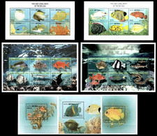 (051-56+58) Eritrea  Fish Sheetlets / Feuillets Poissons / KB Fische / Vissen  ** / Mnh  Michel 212-235 + BL 9,10,12 - Erythrée