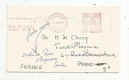 JC, Carte Postale,  EMA , Grande Bretagne , LONDON ,  1963 , FLAMME , Birkbeck College - Máquinas Franqueo (EMA)