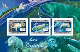 Guinea 2011, Animals, Dugongs, Diving, 3val In BF IMPERFORATED - Plongée