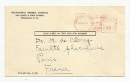 JC, Carte Postale, EMA , Etats Unis , PHILADELPHIA ,1961, Philadelphia GENERAL HOSPITAL - Marcophilie