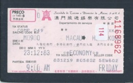 Macao Transport Ticket - Hong Kong. Macau Amusement Company. Macao Fahrschein - Hong Kong. Billets De Transport. Macau - Monde