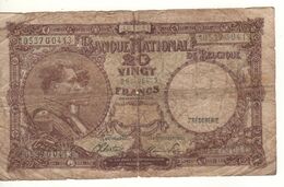 BELGIUM   20 Francs P111  (King Albert, Queen Élisabeth)  Dated 12.02.1944 - 20 Francs