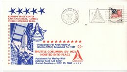1980 USA Space Shuttle Columbia Hoisted Into Place Commemorative Cover - América Del Norte