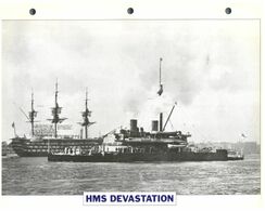 (25 X 19 Cm) (10-9-2020) - N - Photo And Info Sheet On Warship - UK Navy - HMS Debvastation - Bateaux