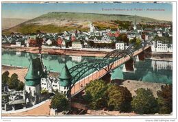 Allemagne. Traben. Vue Générale Et Le Pont Sur La Moselle. Carte Colorisée - Traben-Trarbach