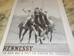 ANCIENNE PUBLICITE COGNAC HENNESSY LE POLO 1934 - Reiten