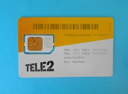 TELE2 ( Croatia GSM SIM Card With Chip ) * USED CARD ( Chip Fixed With Tape ) * Croatie Kroatien Croazia - Telecom Operators