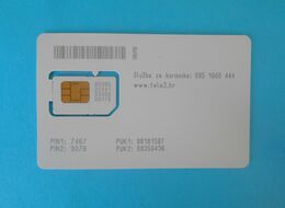 TELE2 ( Croatia GSM SIM Card With Chip ) * USED CARD ( Chip Fixed With Tape ) * Croatie Kroatien Croazia - Telecom Operators