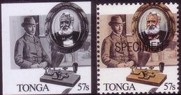 Tonga 1989 Black & White Proof + Specimen - Morse Code And Telegraph - Last One - Telecom