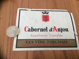 Ancienne Etiquette Vin « CABERNET D’ANJOU - LES VINS TOUCHAIS - DOUÉ-LA-FONTAINE (49) » - Roséwijn