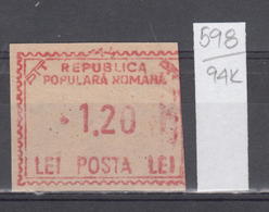 94K598 /  Machine Stamps (ATM) - 1.20 Lei - Republica Populara Romana , Romania Rumanien Roumanie Roemenie - Machines à Affranchir (EMA)