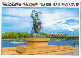 POLAND MERMAID WARSAW & NEW NATIONAL STADIUM BY VISTULA RIVER MINT WARSZAWA SYRENKA I STADION NARODOWY WISTLA - Briefe U. Dokumente