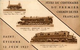 St étienne * Fêtes Du Centenaire Du Premier Chemin De Fer Français * 12 Juin 1927 * Locomotive Train - Saint Etienne