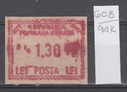 94K608 /  Machine Stamps (ATM) - 1.30 Lei - Republica Populara Romana , Romania Rumanien Roumanie Roemenie - Macchine Per Obliterare (EMA)