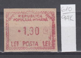 94K610 /  Machine Stamps (ATM) - 1.30 Lei - Republica Populara Romana , Romania Rumanien Roumanie Roemenie - Frankeermachines (EMA)