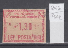 94K616 /  Machine Stamps (ATM) - 1.30 Lei - Republica Populara Romana , Romania Rumanien Roumanie Roemenie - Máquinas Franqueo (EMA)